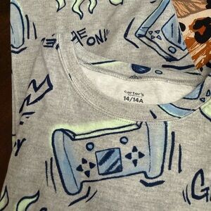 Carter's Gray T-Shirt and Pants with Blue and Green Gaming Design